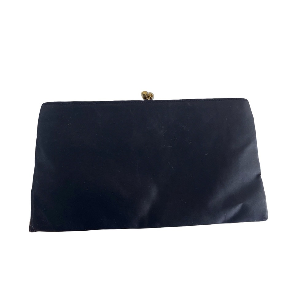 Classic Black Satin Wristlet Clutch